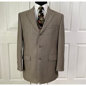 Calvin Klein Men's Tan Beige Wool 3 Buttons Sportscoat Blazer Size 41R